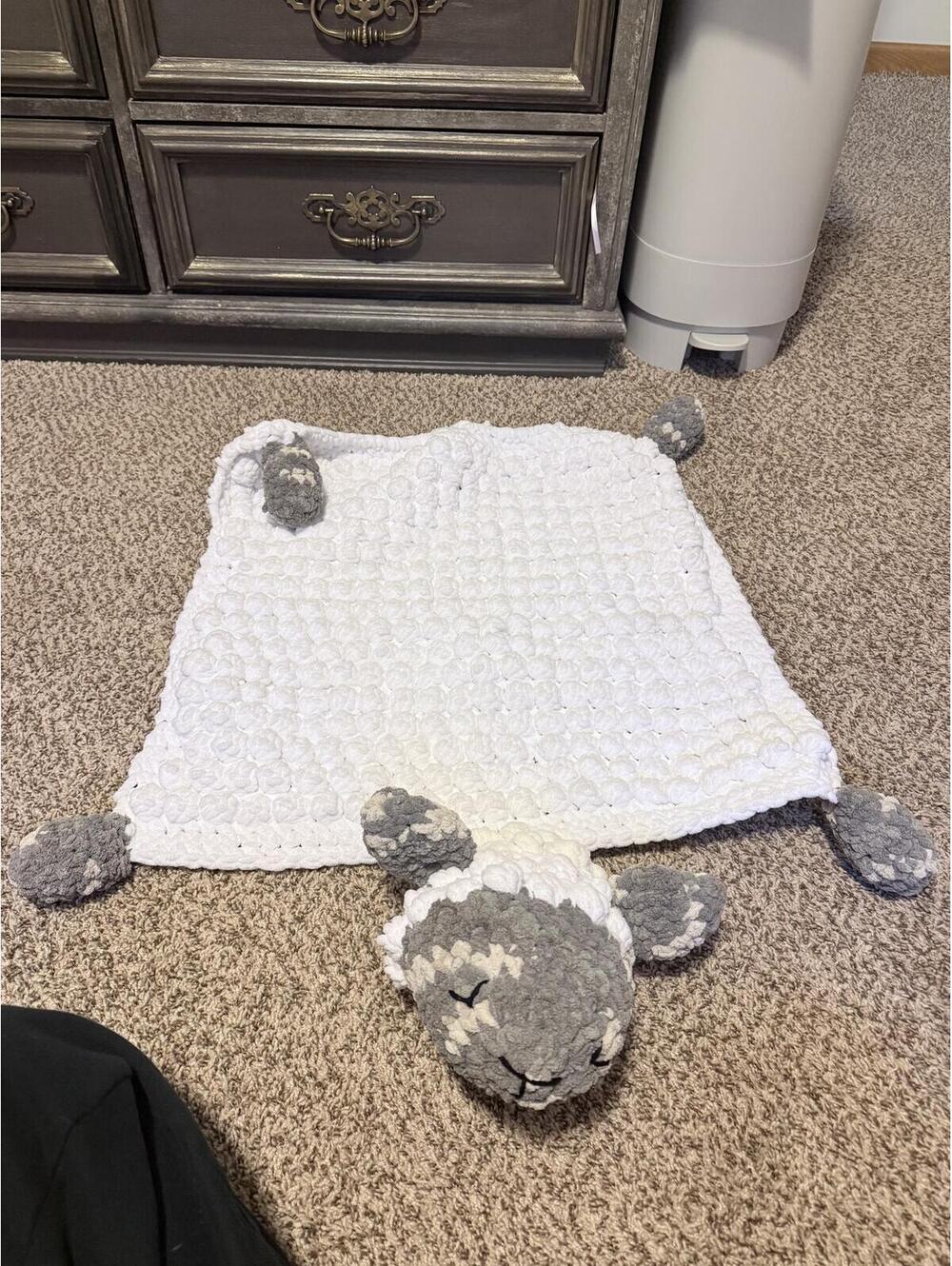 Cozy Handmade Sheep Plush Lovey Blanket